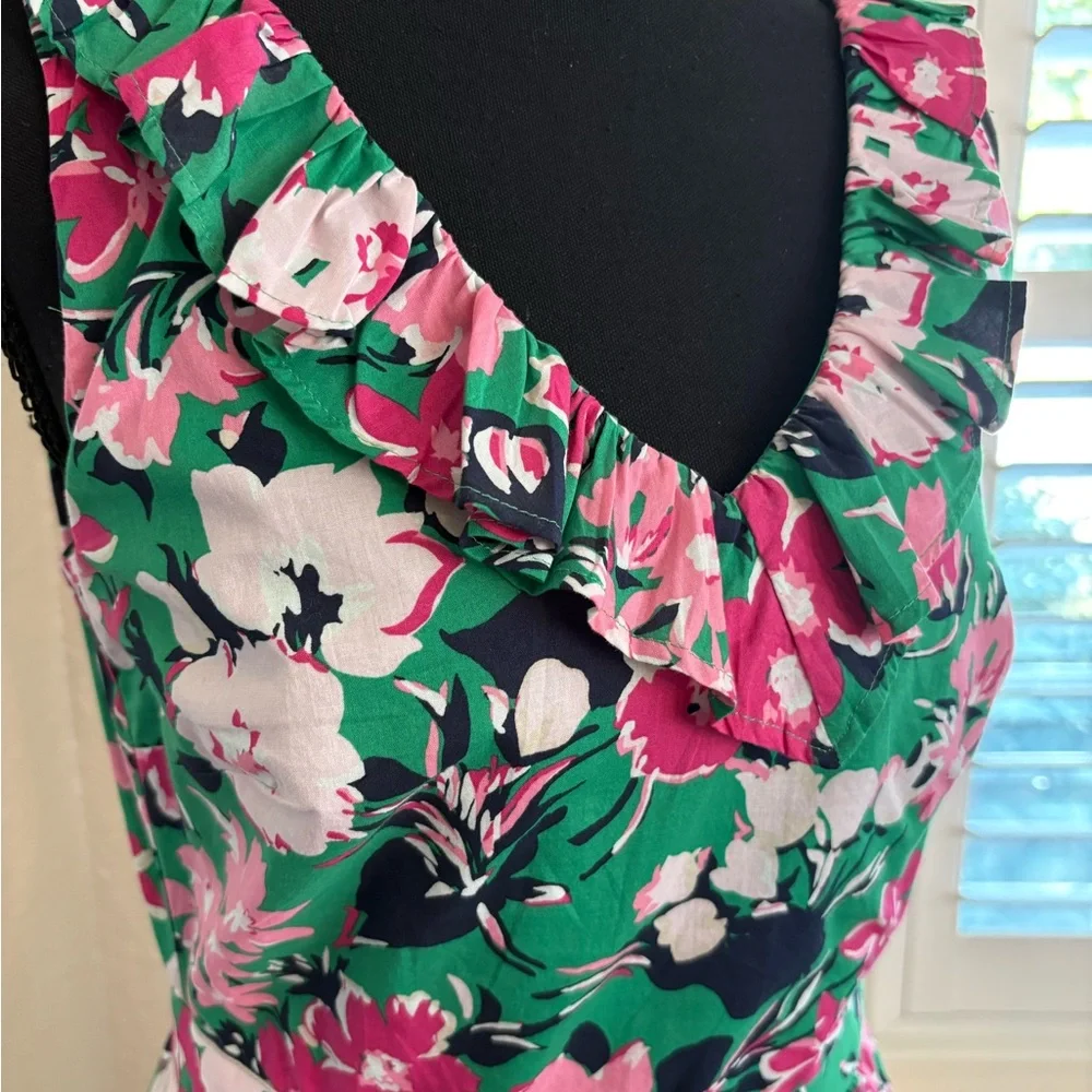 J. Crew Floral Midi Dress with ruffle detail - Picture 2 of 7
